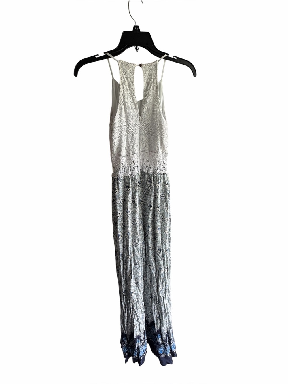 Papaya Sleeveless Lace Bodice Maxi Dress in white and Blue size S - Picture 5 of 8